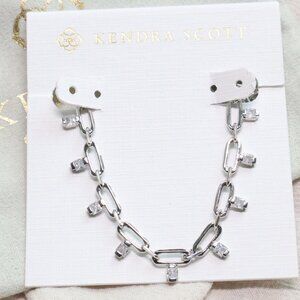 Kendra Scott Silver White CZ Crystal Chain Necklace Lindy Sparkle Glam